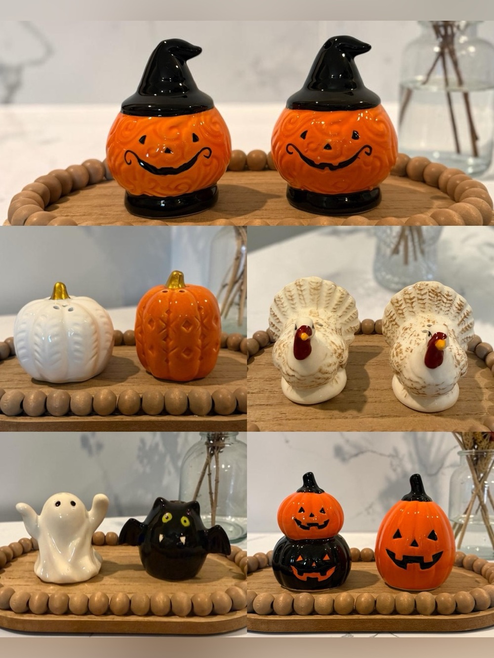 Decorative Halloween and Fall Thanksgiving Salt & Pepper Shakers NWT (Pick One)